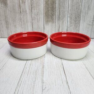 BIA Cordon Bleu Round Ramekin Souffle Dishes Bowl Red and White - Set Of 2
